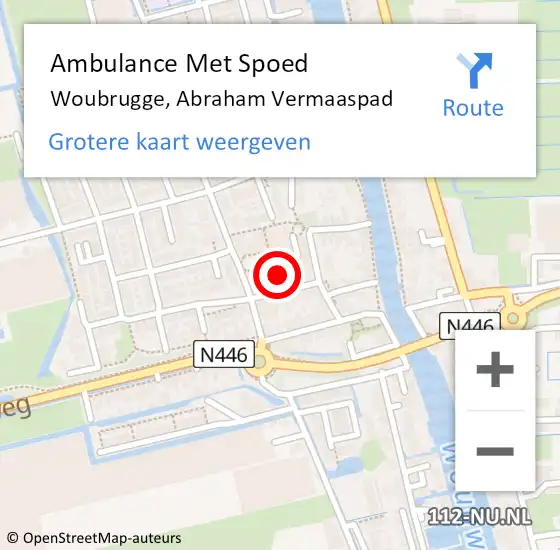 Locatie op kaart van de 112 melding: Ambulance Met Spoed Naar Woubrugge, Abraham Vermaaspad op 15 november 2021 14:35