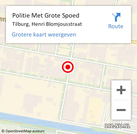Locatie op kaart van de 112 melding: Politie Met Grote Spoed Naar Tilburg, Henri Blomjousstraat op 15 november 2021 15:02
