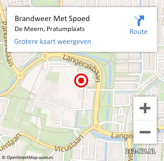 Locatie op kaart van de 112 melding: Brandweer Met Spoed Naar De Meern, Pratumplaats op 15 november 2021 15:11