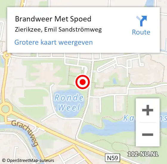 Locatie op kaart van de 112 melding: Brandweer Met Spoed Naar Zierikzee, Emil Sandströmweg op 15 november 2021 15:23