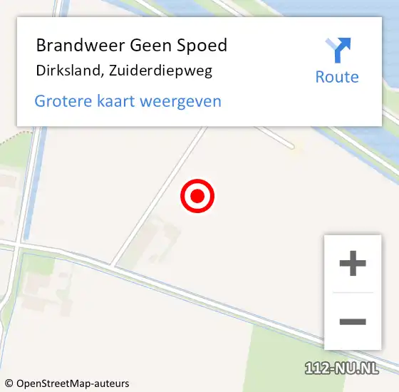 Locatie op kaart van de 112 melding: Brandweer Geen Spoed Naar Dirksland, Zuiderdiepweg op 15 november 2021 15:23
