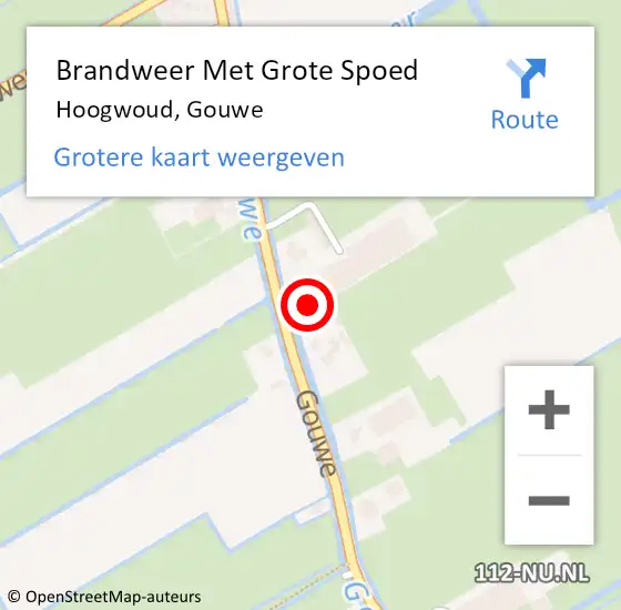 Locatie op kaart van de 112 melding: Brandweer Met Grote Spoed Naar Hoogwoud, Gouwe op 15 november 2021 15:28