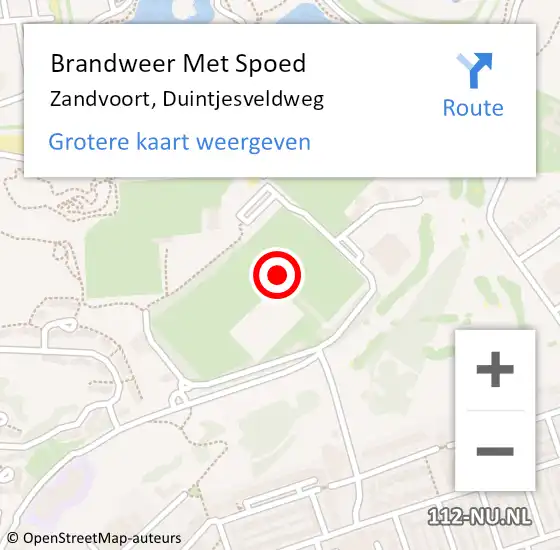 Locatie op kaart van de 112 melding: Brandweer Met Spoed Naar Zandvoort, Duintjesveldweg op 15 november 2021 15:32