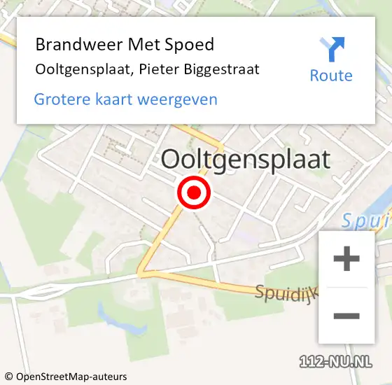 Locatie op kaart van de 112 melding: Brandweer Met Spoed Naar Ooltgensplaat, Pieter Biggestraat op 15 november 2021 16:23