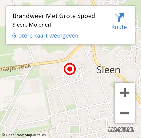 Locatie op kaart van de 112 melding: Brandweer Met Grote Spoed Naar Sleen, Molenerf op 15 november 2021 16:58