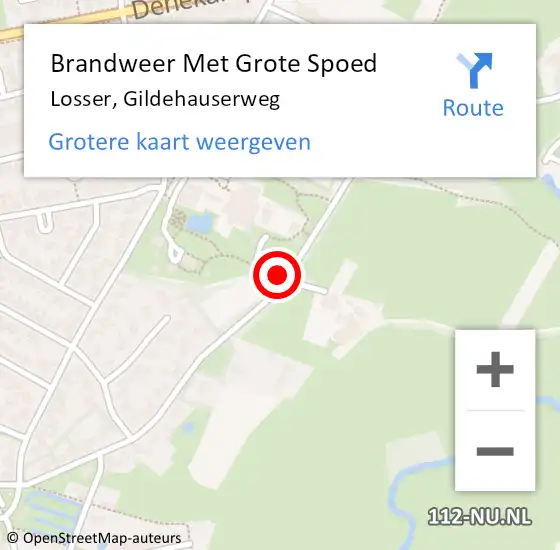 Locatie op kaart van de 112 melding: Brandweer Met Grote Spoed Naar Losser, Gildehauserweg op 15 november 2021 17:05