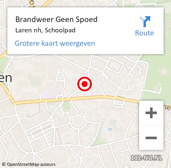 Locatie op kaart van de 112 melding: Brandweer Geen Spoed Naar Laren nh, Schoolpad op 29 juni 2014 13:01