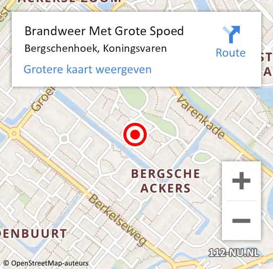 Locatie op kaart van de 112 melding: Brandweer Met Grote Spoed Naar Bergschenhoek, Koningsvaren op 15 november 2021 17:15