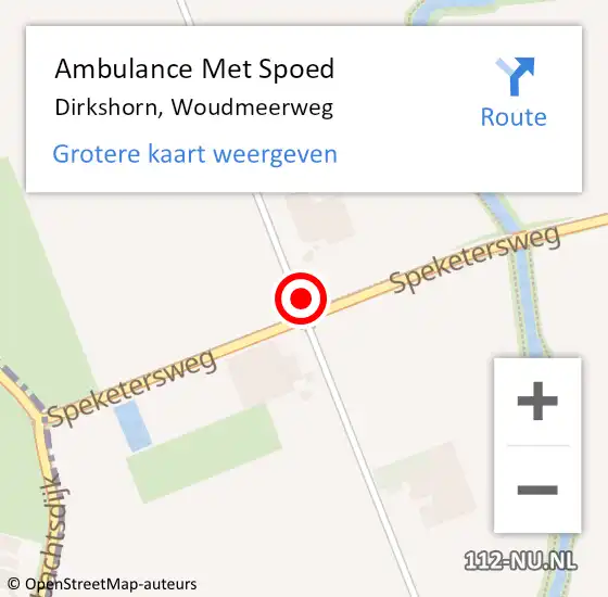 Locatie op kaart van de 112 melding: Ambulance Met Spoed Naar Dirkshorn, Woudmeerweg op 15 november 2021 17:29