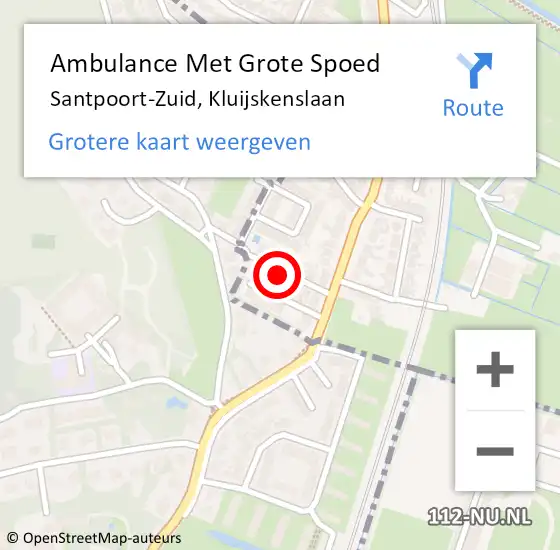 Locatie op kaart van de 112 melding: Ambulance Met Grote Spoed Naar Santpoort-Zuid, Kluijskenslaan op 15 november 2021 17:32