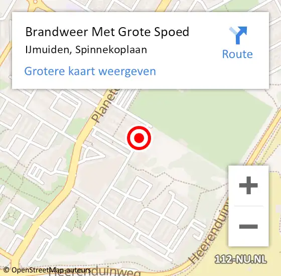 Locatie op kaart van de 112 melding: Brandweer Met Grote Spoed Naar IJmuiden, Spinnekoplaan op 15 november 2021 17:41