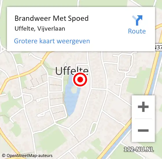 Locatie op kaart van de 112 melding: Brandweer Met Spoed Naar Uffelte, Vijverlaan op 15 november 2021 17:42