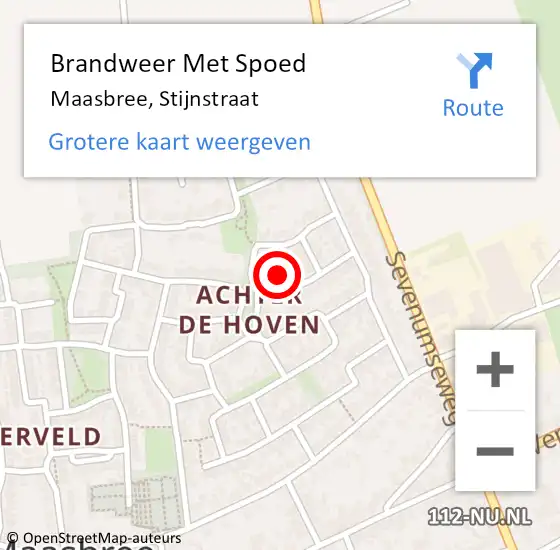 Locatie op kaart van de 112 melding: Brandweer Met Spoed Naar Maasbree, Stijnstraat op 15 november 2021 17:48