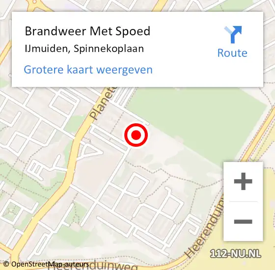 Locatie op kaart van de 112 melding: Brandweer Met Spoed Naar IJmuiden, Spinnekoplaan op 15 november 2021 17:52