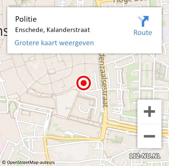 Locatie op kaart van de 112 melding: Politie Enschede, Kalanderstraat op 15 november 2021 18:07