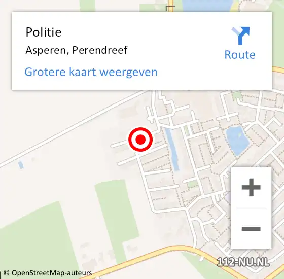 Locatie op kaart van de 112 melding: Politie Asperen, Perendreef op 15 november 2021 18:34