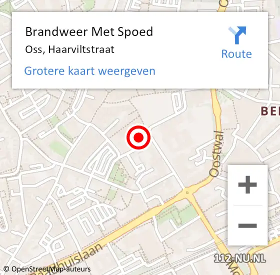 Locatie op kaart van de 112 melding: Brandweer Met Spoed Naar Oss, Haarviltstraat op 15 november 2021 18:35