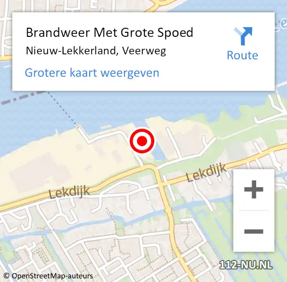 Locatie op kaart van de 112 melding: Brandweer Met Grote Spoed Naar Nieuw-Lekkerland, Veerweg op 15 november 2021 19:00