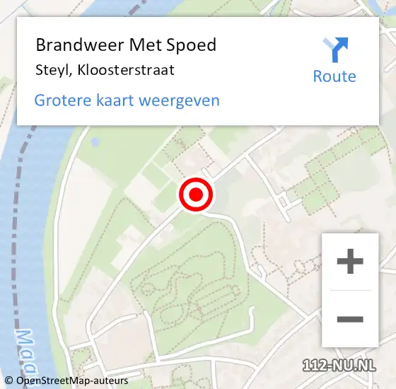 Locatie op kaart van de 112 melding: Brandweer Met Spoed Naar Steyl, Kloosterstraat op 15 november 2021 19:01