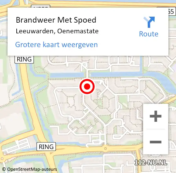 Locatie op kaart van de 112 melding: Brandweer Met Spoed Naar Leeuwarden, Oenemastate op 15 november 2021 19:15