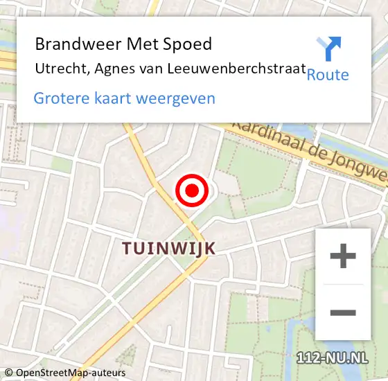 Locatie op kaart van de 112 melding: Brandweer Met Spoed Naar Utrecht, Agnes van Leeuwenberchstraat op 15 november 2021 19:35