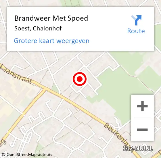 Locatie op kaart van de 112 melding: Brandweer Met Spoed Naar Soest, Chalonhof op 15 november 2021 19:45