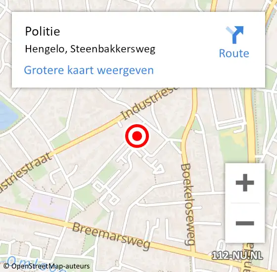 Locatie op kaart van de 112 melding: Politie Hengelo, Steenbakkersweg op 15 november 2021 19:57