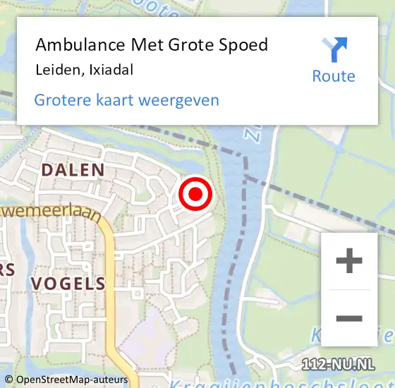 Locatie op kaart van de 112 melding: Ambulance Met Grote Spoed Naar Leiden, Ixiadal op 15 november 2021 20:01