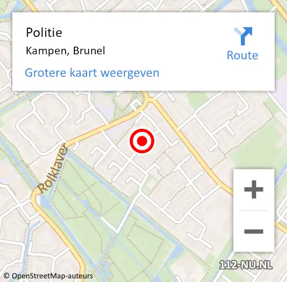 Locatie op kaart van de 112 melding: Politie Kampen, Brunel op 15 november 2021 20:12