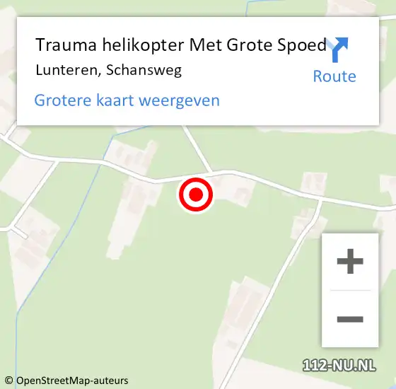 Locatie op kaart van de 112 melding: Trauma helikopter Met Grote Spoed Naar Lunteren, Schansweg op 15 november 2021 20:28