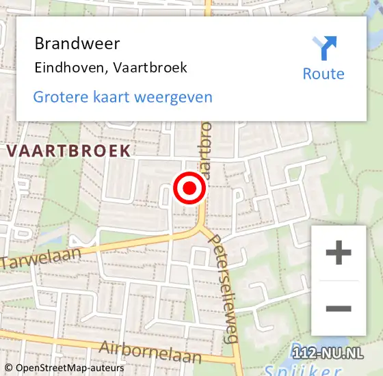 Locatie op kaart van de 112 melding: Brandweer Eindhoven, Vaartbroek op 15 november 2021 21:01