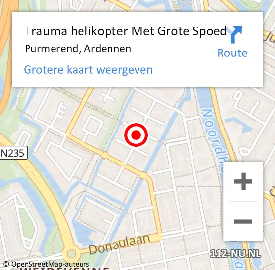 Locatie op kaart van de 112 melding: Trauma helikopter Met Grote Spoed Naar Purmerend, Ardennen op 15 november 2021 21:04