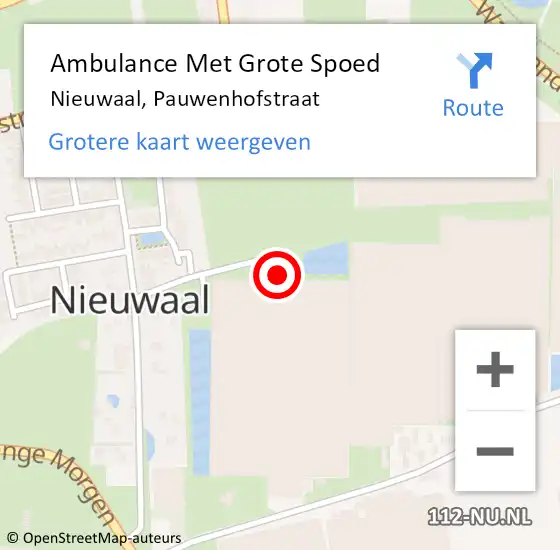 Locatie op kaart van de 112 melding: Ambulance Met Grote Spoed Naar Nieuwaal, Pauwenhofstraat op 15 november 2021 21:12