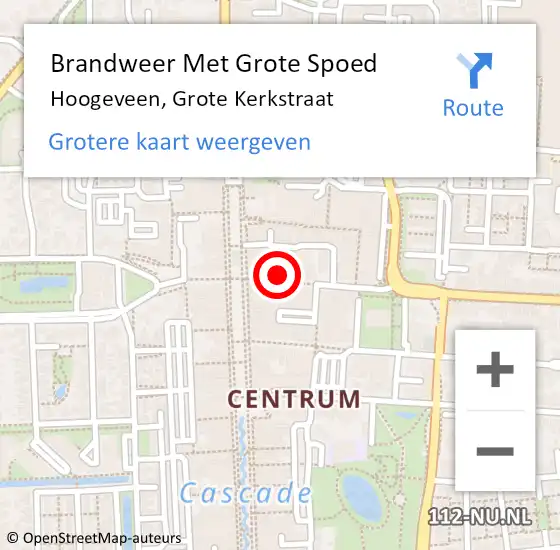 Locatie op kaart van de 112 melding: Brandweer Met Grote Spoed Naar Hoogeveen, Grote Kerkstraat op 15 november 2021 21:17