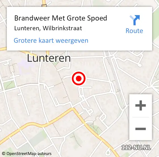 Locatie op kaart van de 112 melding: Brandweer Met Grote Spoed Naar Lunteren, Wilbrinkstraat op 15 november 2021 21:41