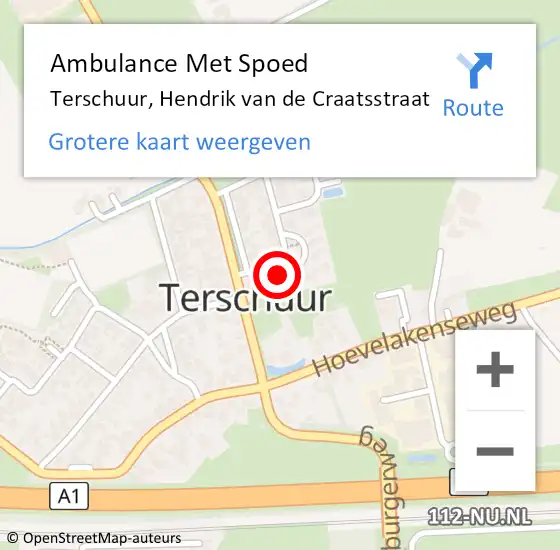 Locatie op kaart van de 112 melding: Ambulance Met Spoed Naar Terschuur, Hendrik van de Craatsstraat op 15 november 2021 21:49