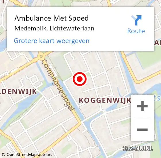 Locatie op kaart van de 112 melding: Ambulance Met Spoed Naar Medemblik, Lichtewaterlaan op 15 november 2021 21:55