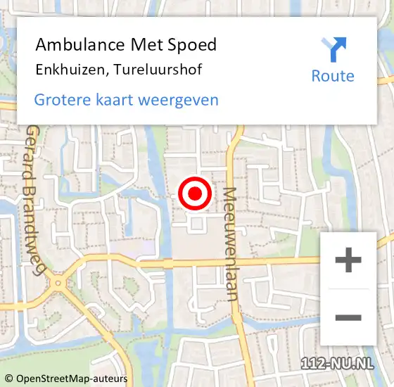 Locatie op kaart van de 112 melding: Ambulance Met Spoed Naar Enkhuizen, Tureluurshof op 15 november 2021 22:06