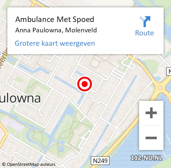 Locatie op kaart van de 112 melding: Ambulance Met Spoed Naar Anna Paulowna, Molenveld op 15 november 2021 22:16