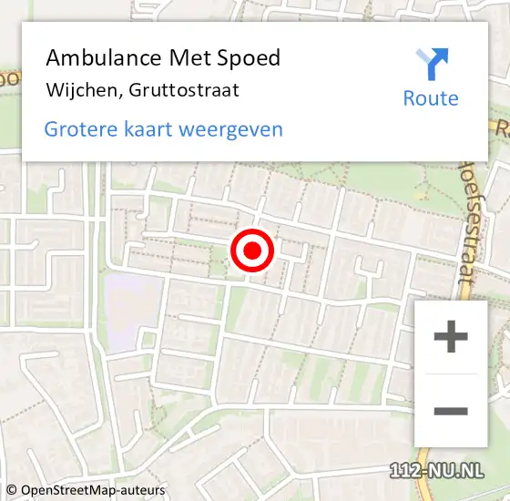 Locatie op kaart van de 112 melding: Ambulance Met Spoed Naar Wijchen, Gruttostraat op 15 november 2021 22:23