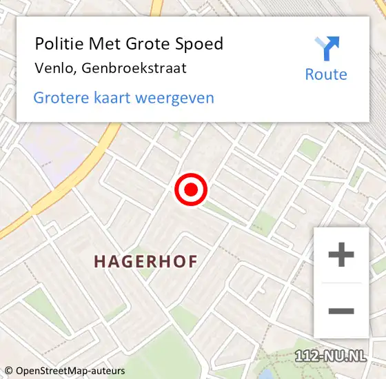 Locatie op kaart van de 112 melding: Politie Met Grote Spoed Naar Venlo, Genbroekstraat op 15 november 2021 23:01