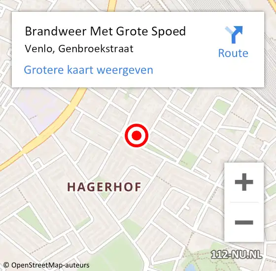 Locatie op kaart van de 112 melding: Brandweer Met Grote Spoed Naar Venlo, Genbroekstraat op 15 november 2021 23:01