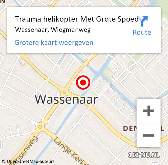 Locatie op kaart van de 112 melding: Trauma helikopter Met Grote Spoed Naar Wassenaar, Wiegmanweg op 16 november 2021 01:02