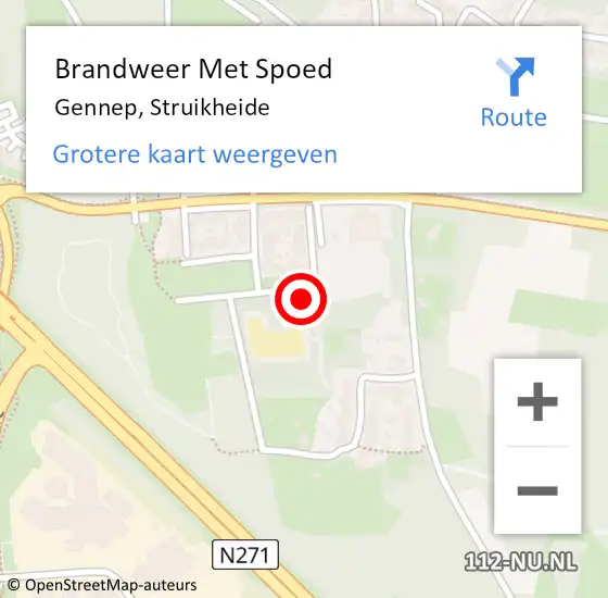 Locatie op kaart van de 112 melding: Brandweer Met Spoed Naar Gennep, Struikheide op 16 november 2021 02:06