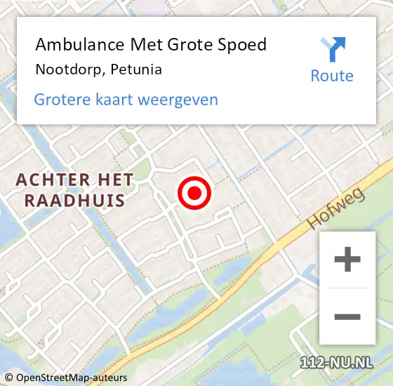 Locatie op kaart van de 112 melding: Ambulance Met Grote Spoed Naar Nootdorp, Petunia op 16 november 2021 02:39