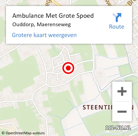 Locatie op kaart van de 112 melding: Ambulance Met Grote Spoed Naar Ouddorp, Maerenseweg op 16 november 2021 03:17