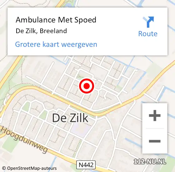 Locatie op kaart van de 112 melding: Ambulance Met Spoed Naar De Zilk, Breeland op 16 november 2021 04:16