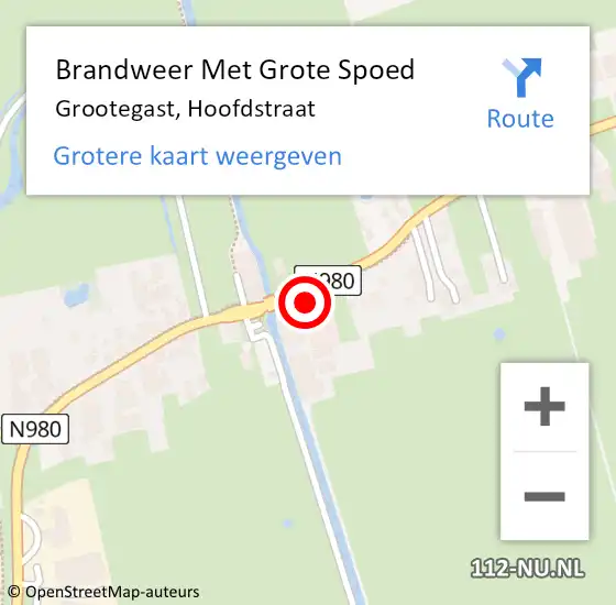 Locatie op kaart van de 112 melding: Brandweer Met Grote Spoed Naar Grootegast, Hoofdstraat op 16 november 2021 04:29