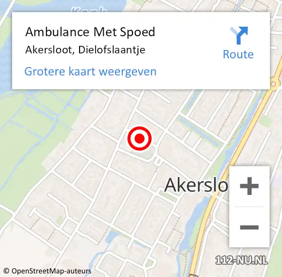 Locatie op kaart van de 112 melding: Ambulance Met Spoed Naar Akersloot, Dielofslaantje op 16 november 2021 04:31