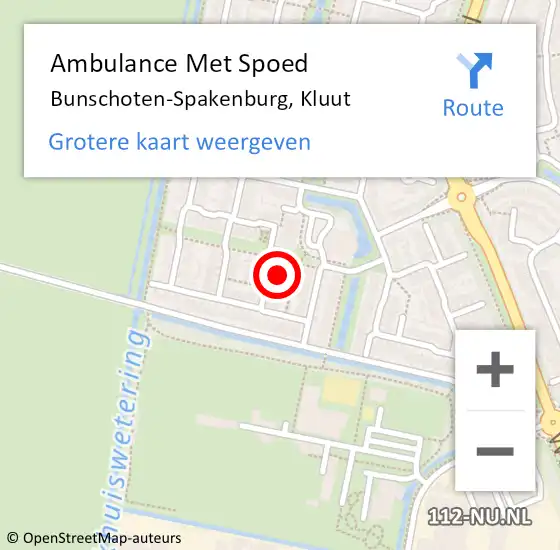 Locatie op kaart van de 112 melding: Ambulance Met Spoed Naar Bunschoten-Spakenburg, Kluut op 29 juni 2014 13:51